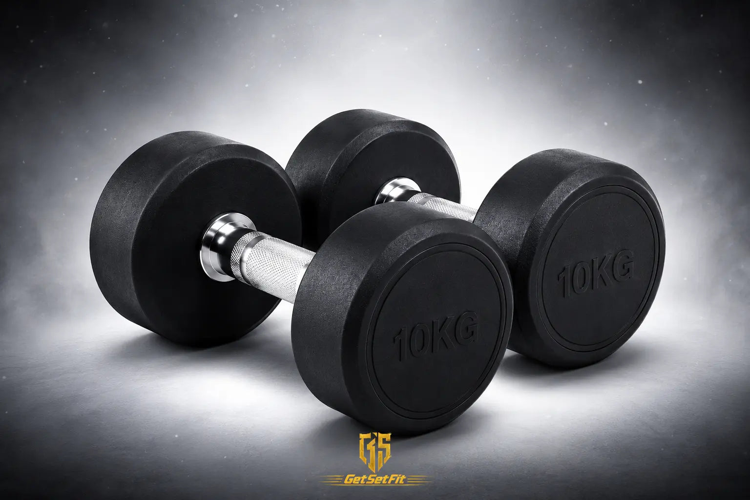 Get Set Fit 10KG Rubber-Coated Dumbbells (Pair) for Home Gym, Strength Training & Muscle Building GetSetFit