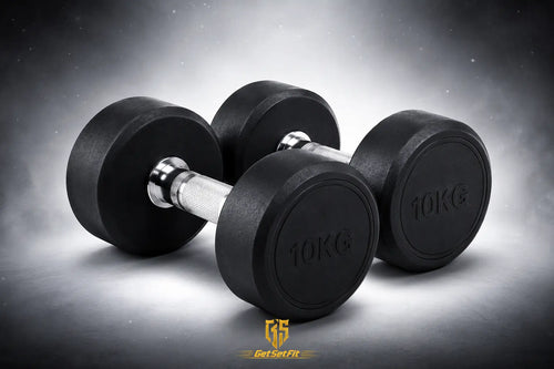 Get Set Fit 10KG Rubber-Coated Dumbbells (Pair) for Home Gym, Strength Training & Muscle Building GetSetFit