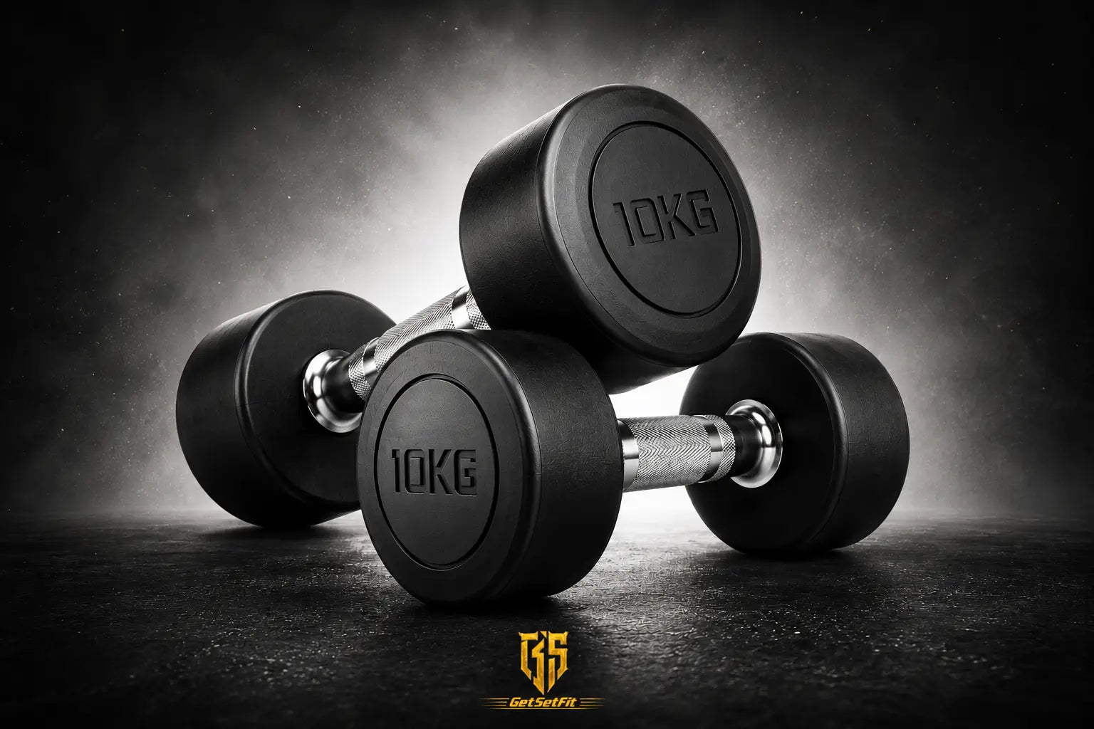 Get Set Fit 10KG Rubber-Coated Dumbbells (Pair) for Home Gym, Strength Training & Muscle Building GetSetFit
