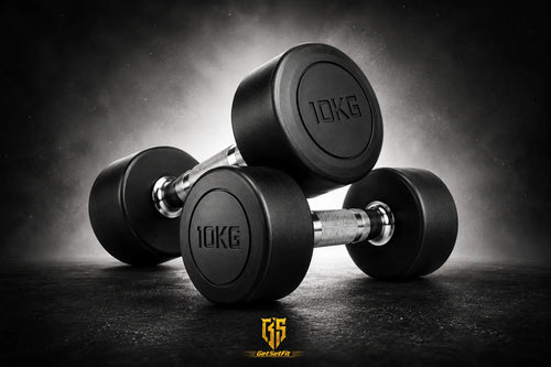 Get Set Fit 10KG Rubber-Coated Dumbbells (Pair) for Home Gym, Strength Training & Muscle Building GetSetFit