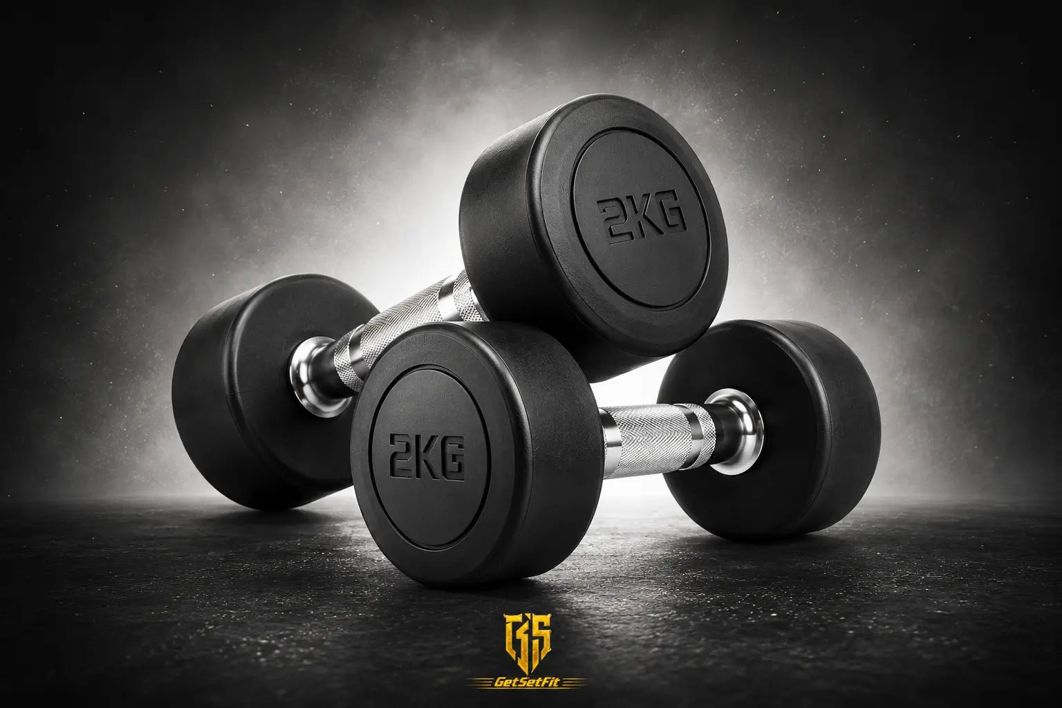 Get Set Fit 2KG Rubber-Coated Dumbbells (Pair) for Home Workouts, Toning & Strength Training GetSetFit