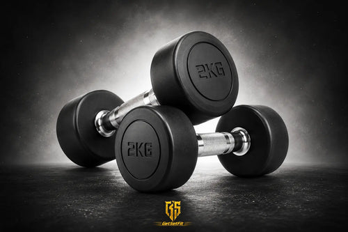 Get Set Fit 2KG Rubber-Coated Dumbbells (Pair) for Home Workouts, Toning & Strength Training GetSetFit