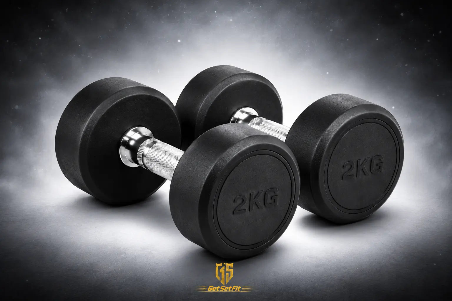 Get Set Fit 2KG Rubber-Coated Dumbbells (Pair) for Home Workouts, Toning & Strength Training GetSetFit