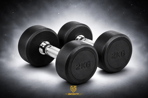 Get Set Fit 2KG Rubber-Coated Dumbbells (Pair) for Home Workouts, Toning & Strength Training GetSetFit