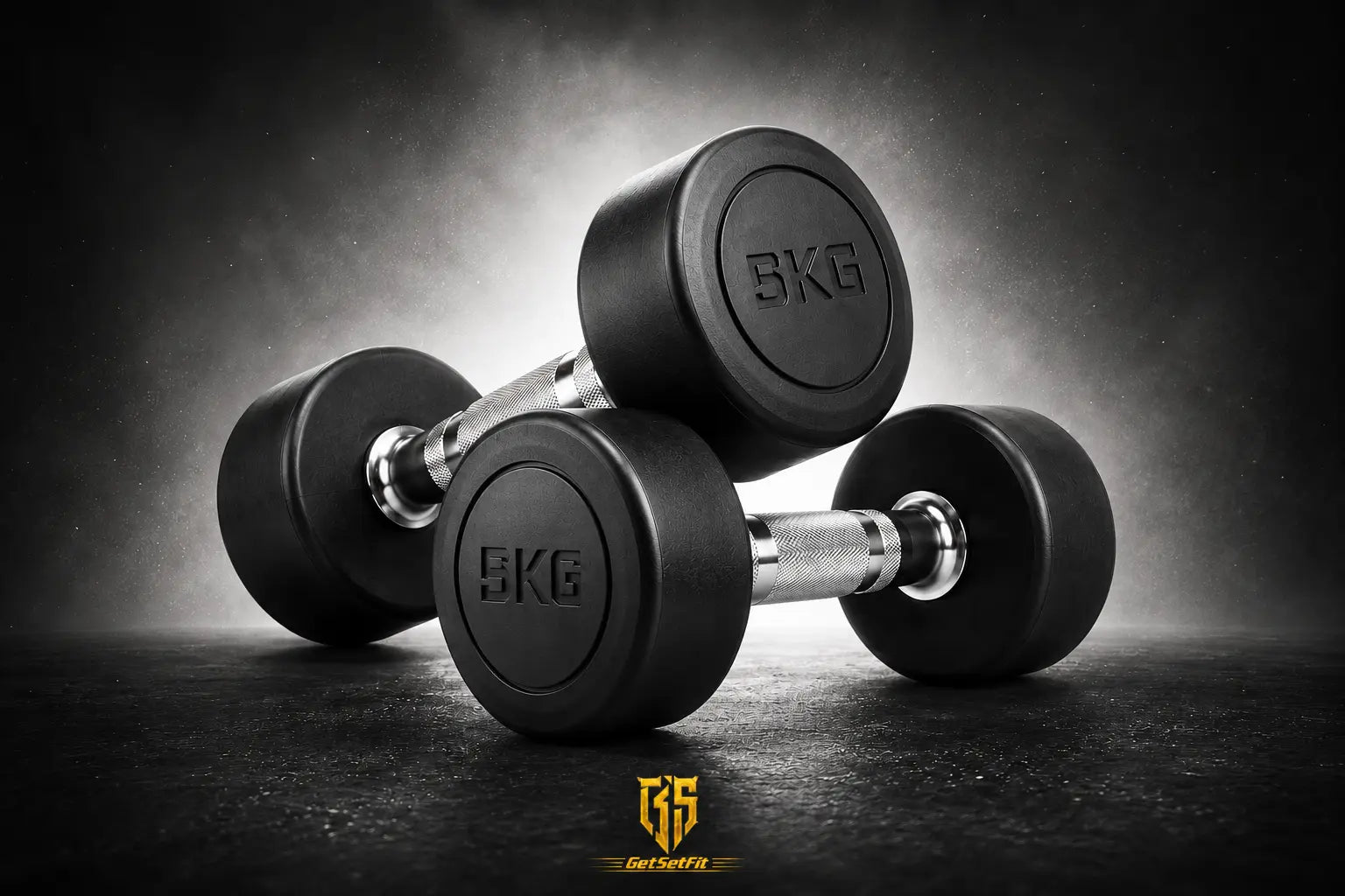 Get Set Fit 5KG Rubber-Coated Dumbbells (Pair) for Home Workouts, Strength Training & Muscle Toning GetSetFit