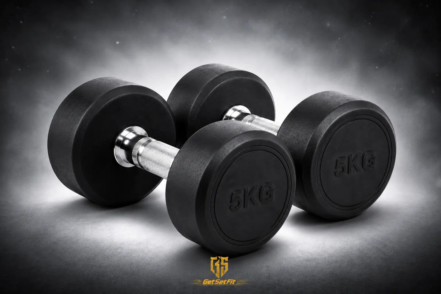 Get Set Fit 5KG Rubber-Coated Dumbbells (Pair) for Home Workouts, Strength Training & Muscle Toning GetSetFit