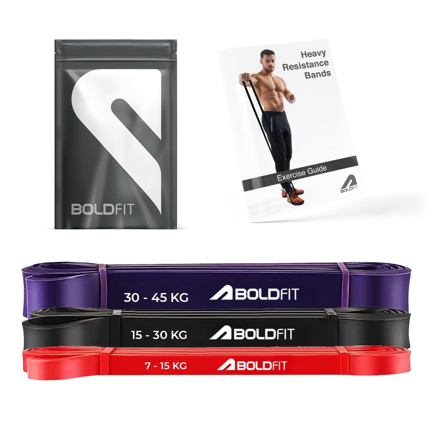 Boldfit Heavy Resistance Band for Exercise & Stretching (Yellow, Red and Black)