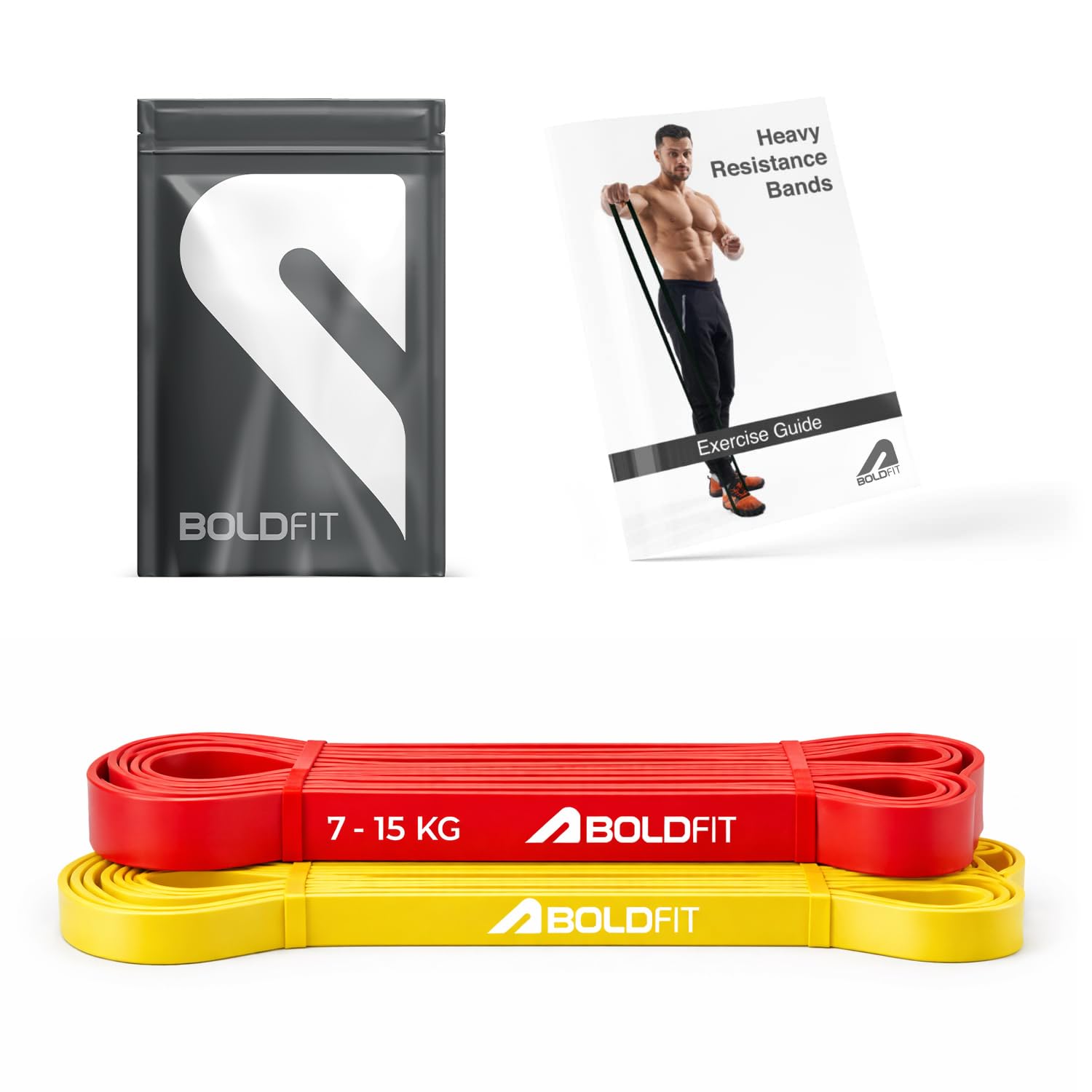 Boldfit Heavy Resistance Band for Exercise & Stretching (Yellow, Red and Black)