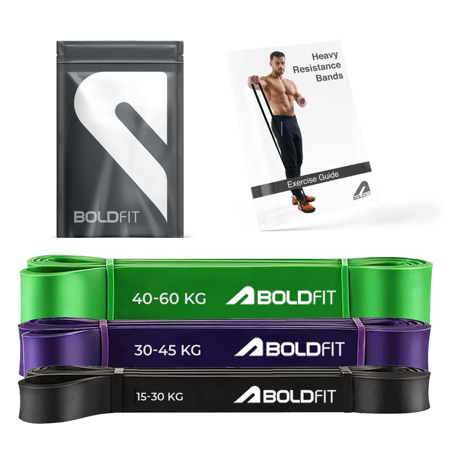 Boldfit Heavy Resistance Band for Exercise & Stretching (Yellow, Red and Black)