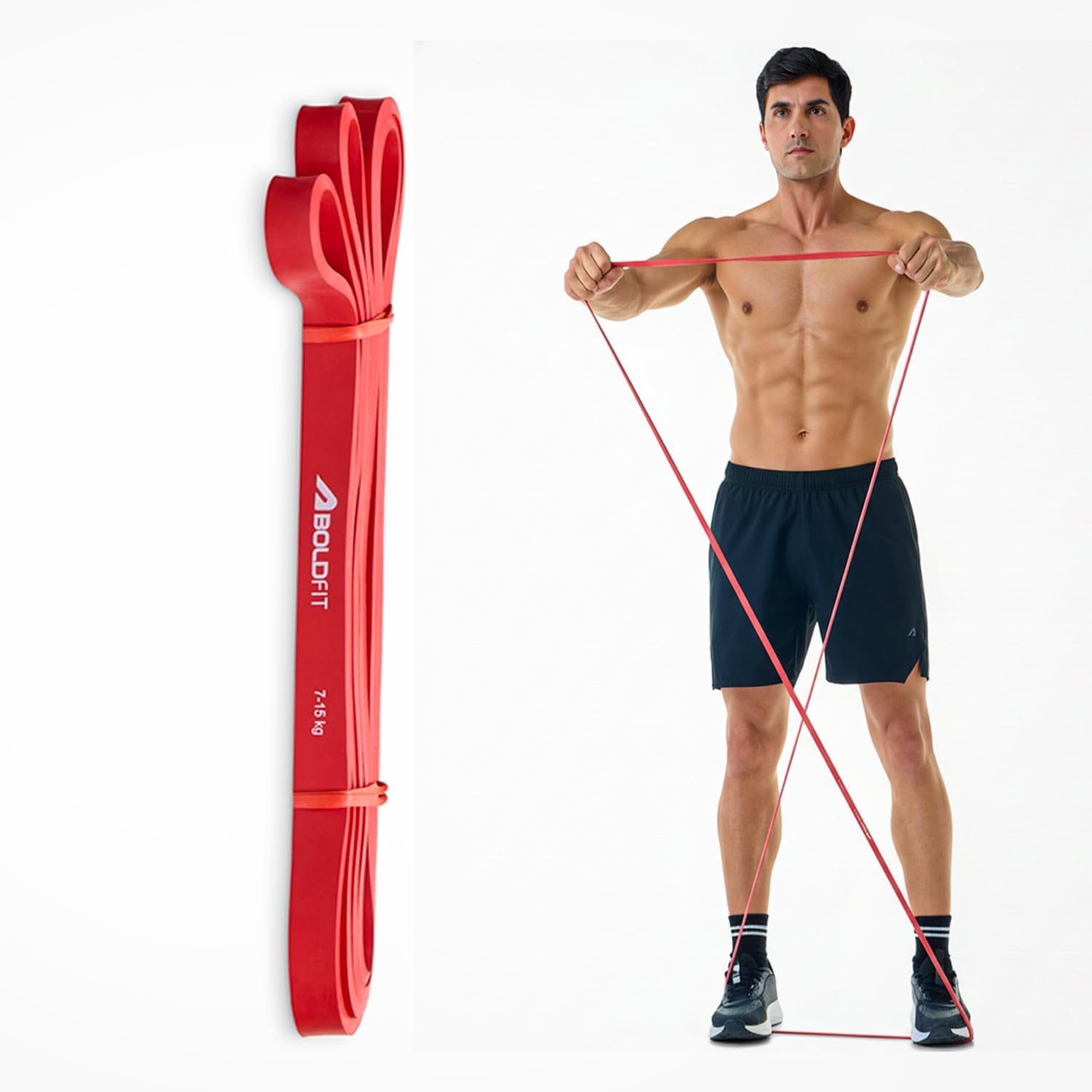 Boldfit Heavy Resistance Band for Exercise & Stretching (Yellow, Red and Black)