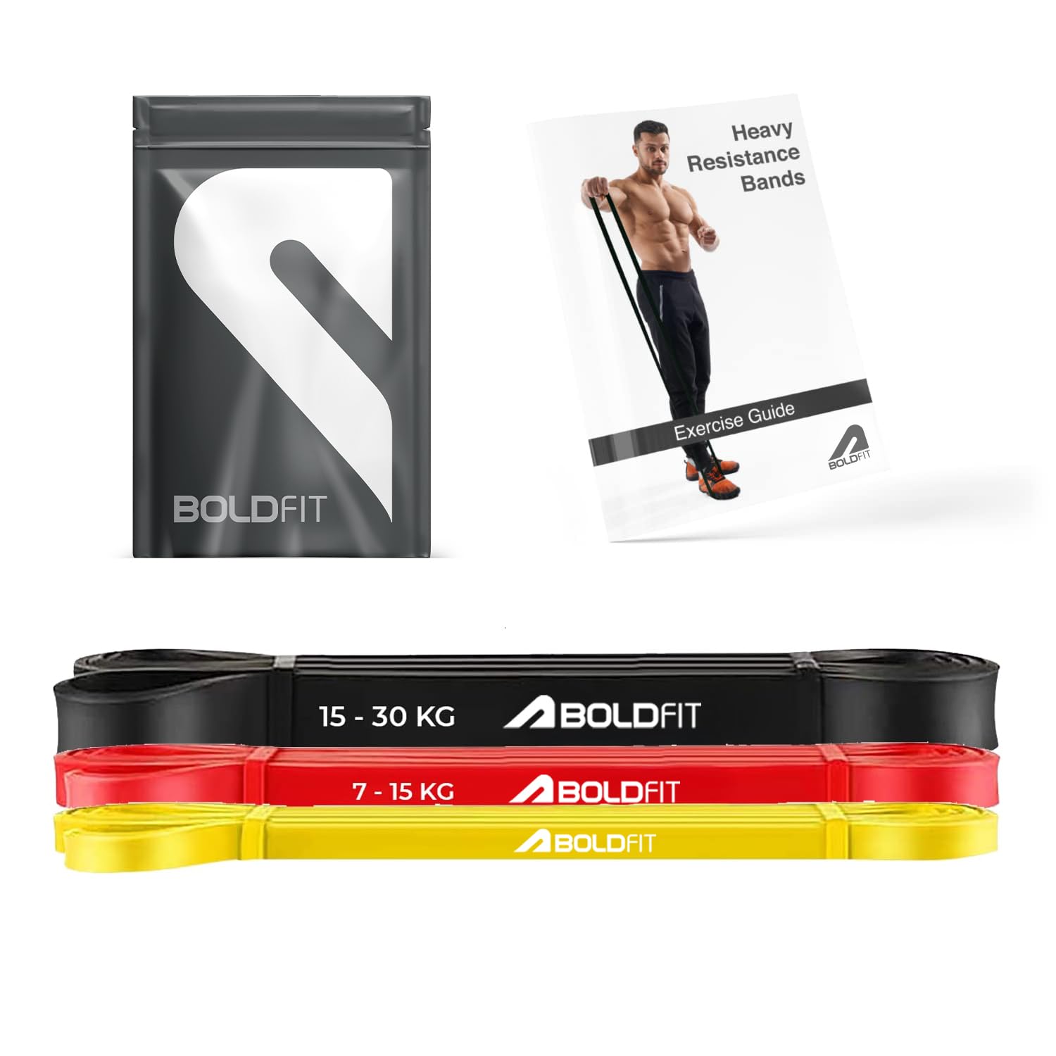 Boldfit Heavy Resistance Band for Exercise & Stretching (Yellow, Red and Black)
