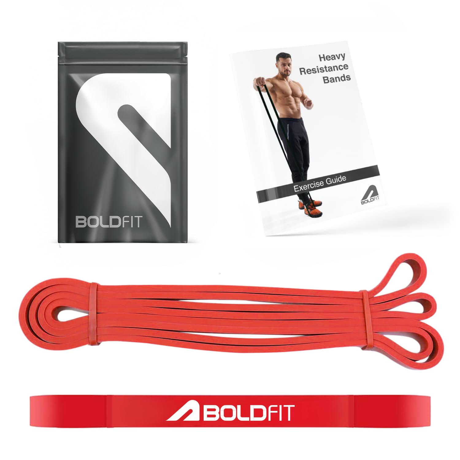 Boldfit Heavy Resistance Band for Exercise & Stretching (Yellow, Red and Black)