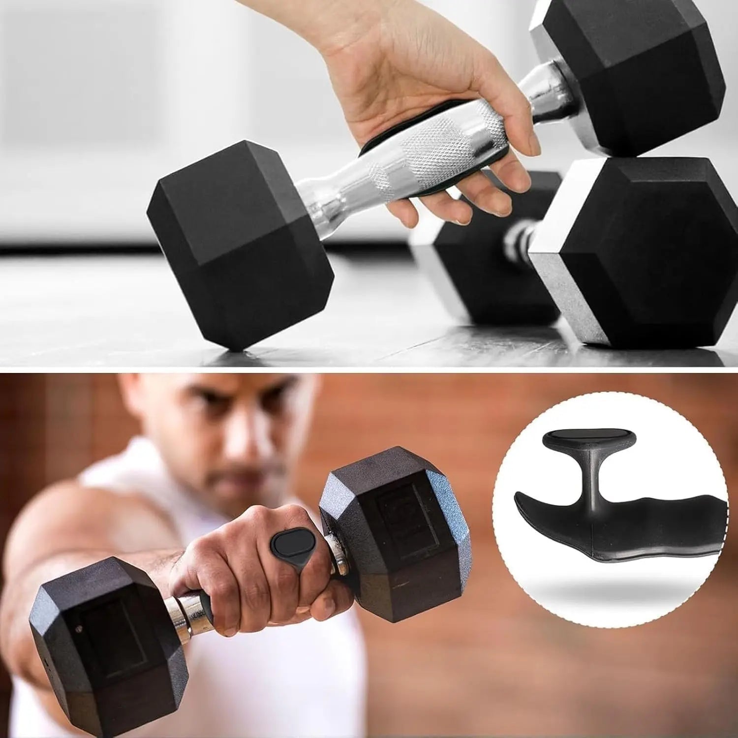 Rubber Weight Lifting Grip for Men - Lifting Hook Straps for Gym Deadlifiting | Gym Gloves for Men Women Anti Slip Grip | Dumbbell Barbell Grip (Black)