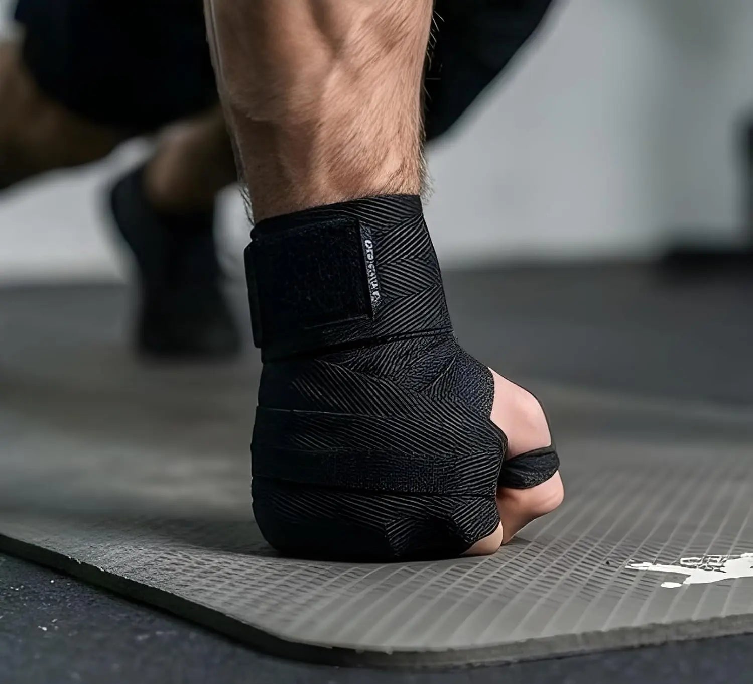 Cotton Grip Workout Gloves with Wrist Wraps, Black, 5 Feet Length, Unisex Exercise Hand Wraps for Weightlifting and Training