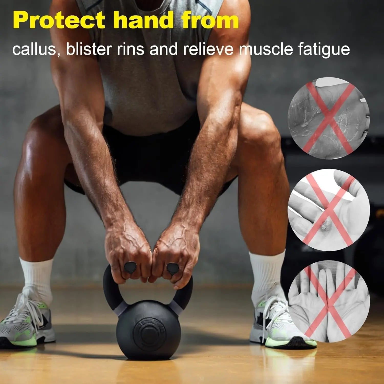 Rubber Weight Lifting Grip for Men - Lifting Hook Straps for Gym Deadlifiting | Gym Gloves for Men Women Anti Slip Grip | Dumbbell Barbell Grip (Black)